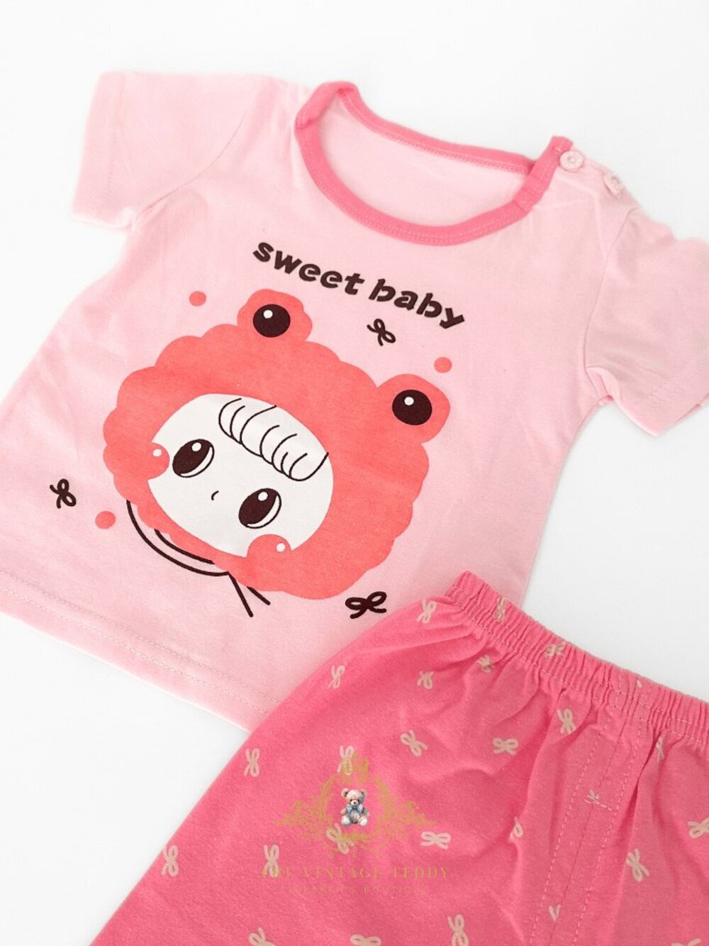 NWT Cute Girls Matching Set Kids T-shirt & Shorts 2-Piece 100% Cotton Mochi 3T - Picture 3 of 4